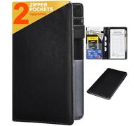 Libri per cameriere, portafoglio in pelle con tasca con cerniera, grazioso organizer per cameriere con tasca per soldi, grembiule da cameriera (nero classico)