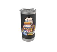 Libri per gatti Biblioteca felina - Simpatico amante dei gatti che sonnecchiano - TFS Bicchiere termico in acciaio inox doppia parete