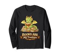 Libri Sono Il Mio Tesoro Carino Drago Lettura Design Maglia a Manica