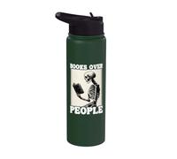 Libri sopra le persone Amante dei libri Bookworm Scheletro Libro divertente Stainless Steel Insulated Water Bottle