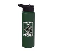 Libri sopra le persone Scheletro Lettura Bookworm Amanti dei libri Stainless Steel Insulated Water Bottle