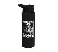 Libri sopra le persone Scheletro Lettura Bookworm Amanti dei libri Stainless Steel Insulated Water Bottle