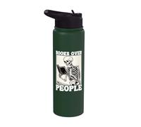 Libri sopra le persone Scheletro Lettura Bookworm Amanti dei libri Stainless Steel Insulated Water Bottle