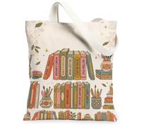 Libri Tela Tote Bag per le donne, Fantasioso Vintage Piante Matite Nessuno Pastello Lavabile Riutilizzabile Estetica Tote Bags Ideas Fo, Pastello, 13x15 Inch