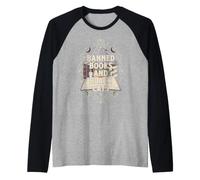 Libri vietati e Design per Halloween con Gatti Neri Maglia con Maniche Raglan