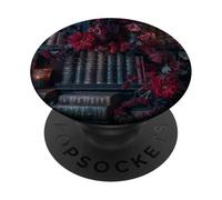 Libri vintage del mondo accademico e fiori rossi gotici PopSockets PopGrip Adesivo