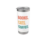 Libri Vintage Gatti Amanti del Caffè Bicchiere termico in acciaio inox doppia parete