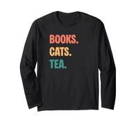 Libri Vintage Gatti Amanti del tè Maglia a Manica