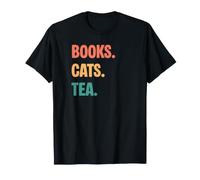 Libri Vintage Gatti Amanti del tè Maglietta