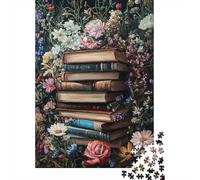 Libri Vintage Giardino Puzzle 1000 Pezzi Carta Gioco di Puzzle 1000 Pezzi per Adulti Arte Floreale Decorazione Relax Focus Famiglia Regalo 70x50cm/1000pcs