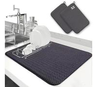 LIBRNTY 2 pezzi Tappetino scolapiatti assorbente,Tappetino Per Asciugare piatti,Tappetino spugna cucina,tappetino assorbente per lavare bicchieri,piatti e tazze,lavello e stoviglie 30 x 40 cm