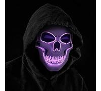 LIBRNTY LED skull mask,Illumina la maschere,V vendetta maschera,maschera the purge,3 Effetti di Luce,Decorazioni Cosplay per Uomo e Donna per Halloween e Carnevale
