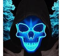 LIBRNTY LED skull mask,Illumina la maschere,V vendetta maschera,maschera the purge,Pittura del teschio fai-da-te e 3 modalità di lampeggio controllabili,per Costume Cosplay Festa e Party(blu)
