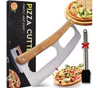LIBRNTY Taglia pizza,Rondella pizza,Spatola pizza,Rotella pizza,Ascia tagliapizza,Coltello Pizza con Manico in Legno e Copertura Protettiva Taglierina,per tagliare senza sforzo,per Pizza,Torte,Waffle