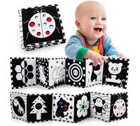 Libro a contrasto per bambini, libro in tessuto bianco e nero, su entrambi i lati, libro in tessuto morbido, giocattolo a contrasto, 0 3 6 mesi, regalo per neonati, giocattoli visivi, carte educative,