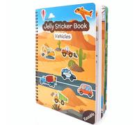 Libro adesivo riutilizzabile per bambini - Veicoli e costruzioni, 3 fogli lavabili per auto camion gelatina, 9 scene di gioco libro di attività per bambini, viaggi su strada giocattoli da viaggio