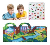 Libro adesivo silenzioso - Restickable Quiet Books impermeabile | Decorazione necessaria pieghevole, strumento di apprendimento per la prima infanzia per bambini dai 3 anni in su, con manico per