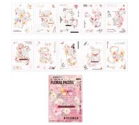 Libro adesivo vintage, libro adesivo di fiori - 20 fogli Flower Collage Book Sticker Set - Artigianato per la rivista spazzatura, decorazione di abbellimenti, accessori per scrapbooking per il journal