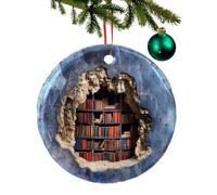 Libro albero di Natale - 9 cm lettura libro ornamento | ceramica 3D | libreria design - materiale resistente al weast | decorazione | libri regalo club | decorazione letteraria albero