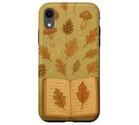 Libro botanico che germogliano funghi e foglie autunnali Custodia per iPhone XR