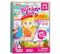 Libro con 200+ adesivi riutilizzabili e 4 scene per progettare la casa dei sogni. Ideale per bambini 3-8 anni, promuove creatività e apprendimento. Regalo perfetto, portatile e senza schermo