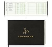 Libro contabile generale a 3 colonne, 100 pagine, 14,9 x 21,5 cm | con 1 etichetta nastro PU copertina in pelle nera libro colonnare 17 voci per pagina Registro per soldi registri di bilancio