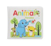 Libro da bagno impermeabile per bambini, giocattolo educativo precoce, divertimento di apprendimento per bambini, in plastica colorata, 4 pagine, 14 x 12,7 x 3 cm (animali terrestri)