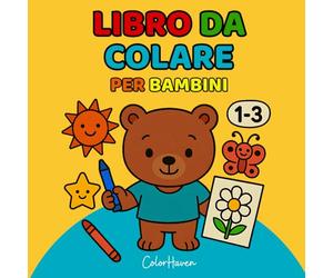 Libro da colorare 1 2 3 anni: 40 immagini facili di animali, veicoli, cibo e oggetti quotidiani: Primo libro da colorare bambini piccoli • Disegni grandi e semplici • Stimola creatività e motricità