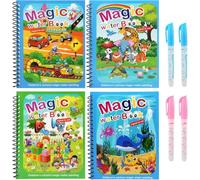 Libro da colorare ad acqua riutilizzabile di 10 pagine per bambini da 1 a 3 anni, libro di pittura magica con penna ad acqua, attività educativa senza macchia, regalo per ragazza ragazzo (Dinosauro)