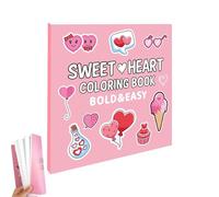 Libro da colorare artistico - Accessori di cancelleria, design semplice | Libro da colorare a forma di cuore per forniture scolastiche, libro da colorare rilassante, 40 cartoni animati, griglia