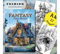 Libro da Colorare Casa delle Fate Deluxe - 22 Spesse, Creativa per il Relax, per Halloween, Natale & Regali di Compleanno