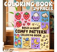 Libro da colorare con 24 pagine su carta spessa, con semplici e audaci disegni rilassanti, copertina in carta madreperlacea. Adatto come regalo di compleanno, San Valentino, ritorno a scuola, Pasqua p