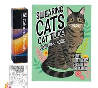 Libro da colorare con gatti giuranti, libro da colorare con gatti vivaci per adulti, libro da colorare con gatti maledetti, divertente set di libri da colorare per alleviare lo stress e il relax