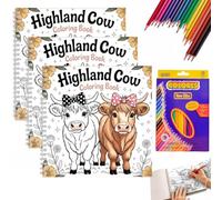 Libro da Colorare di Mucche Delle Highlands con Oltre 30 Illustrazioni Originali, Pagine Monofacciali per Adulti e Tutti I Livelli, Regalo Rilassante per Gli Amanti Della Natura e Degli Animali