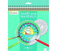 AVENUE MANDARINE GY028O Graffy Pop Mandala - Quaderno da colorare Mandala per bambini - 36 mandala Pretagliati (12 motivi x3) a tema mare- Carta Clairefontaine250g diametro 18, 5cm - a partire dai 6 anni -