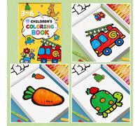 Libro da colorare per bambini da 32 pagine, adatto per bambini e bambine dai 3 anni in su, include contenuti interattivi divertenti ed educativi per la scuola materna come animali, verdure e veicoli, 
