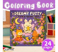 Libro da colorare tematico "Fluffy Dream" dal potere curativo, 20 cm x 24 pagine, con tema di animali addormentati soffici e carini, stile Ins, con disegni a mano e linee nitide, adatto come piccolo r
