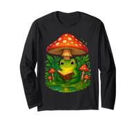 Libro da Leggere Cottagecore Frog Under Mushroom Fairycore Art Maglia a Manica