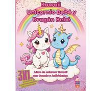 Libro de Colorear Kawaii Criaturas Fáciles: Unicornios y Dragones: Actividades de Colorear para Niños y Adultos