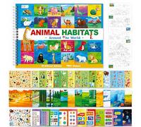 Libro degli adesivi degli habitat degli animali, più di 780 adesivi e 15 scene degli habitat degli animali, libro delle attività con adesivi divertenti, gioco educativo - Ottimo per ragazzi e ragazze
