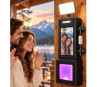 Libro degli ospiti audio e video, telefono vintage Black-110V | Schermo da 10,1", luce LED da 6" + scheda TF da 64 GB | ricevimenti e feste | solleva per registrare