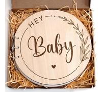 Libro Degli Ospiti Baby Shower, Libro Neonato Ricordi, Libro Degli Ospiti Battesimo, Libro Degli Ospiti con Copertina Legno, Libro Degli Ospiti del Bambino, 35pz Carta Bianca, Regalo Battesimo (A)