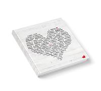 Libro degli ospiti con cuore in rosso e bianco, utilizzabile anche come quaderno o diario, copertina rigida, 164 pagine, 21 x 21 cm