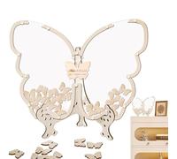 Libro degli Ospiti con Farfalla per Shower - Decorazione per Cerimonia di Matrimonio in Legno, Ricordo Elegante | Libro degli Ospiti Personalizzato, Compleanno, Laurea, Album di Memoria, SHO