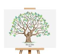 Libro degli ospiti creativo con impronte digitali su tela, decorazione creativa per la casa con impronte digitali albero raccolta di cartelli per matrimoni