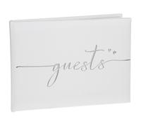 Libro Degli Ospiti Del Giorno Del Matrimonio - Bianco Con Scrittura Argento