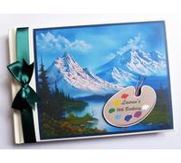 Libro Degli Ospiti Di Compleanno Personalizzato, Tema Arte Dipinto, Blu, 5 Pezzi