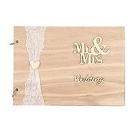 Libro Degli Ospiti di Matrimonio, Blocco Note per Album con Foto in Legno Fatto a Mano Utilizzato per Cerimonie di Matrimonio e Fidanzamento con i Nomi e i Desideri Degli Ospiti(Type1)
