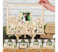 Libro degli ospiti di matrimonio personalizzato con nomi di foto della sposa e dello sposo data rettangoli personalizzati Libro degli ospiti Alternativa Drop Box Rustico Decorazione di nozze Segni per