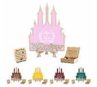 Libro degli ospiti di nozze del paese delle meraviglie del paese delle meraviglie alternativo personalizzato libro degli ospiti delle fiabe segno del castello con 30-100 cuori di legno libro degli